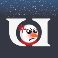 An angry snowman face is framed by the Uehiro Oxford Institute logo