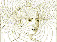 old archival image of dotted psychology field lines around a head
