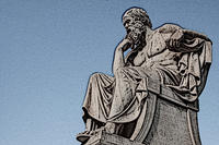 Stylised image of statue of Socrates